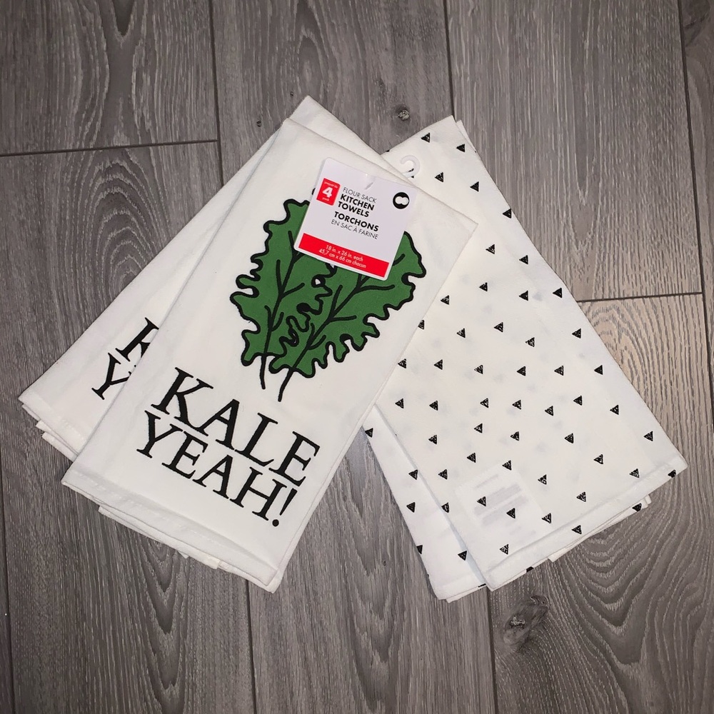 4-Pack Flour Sack Kitchen Towels “Kale Yeah!”